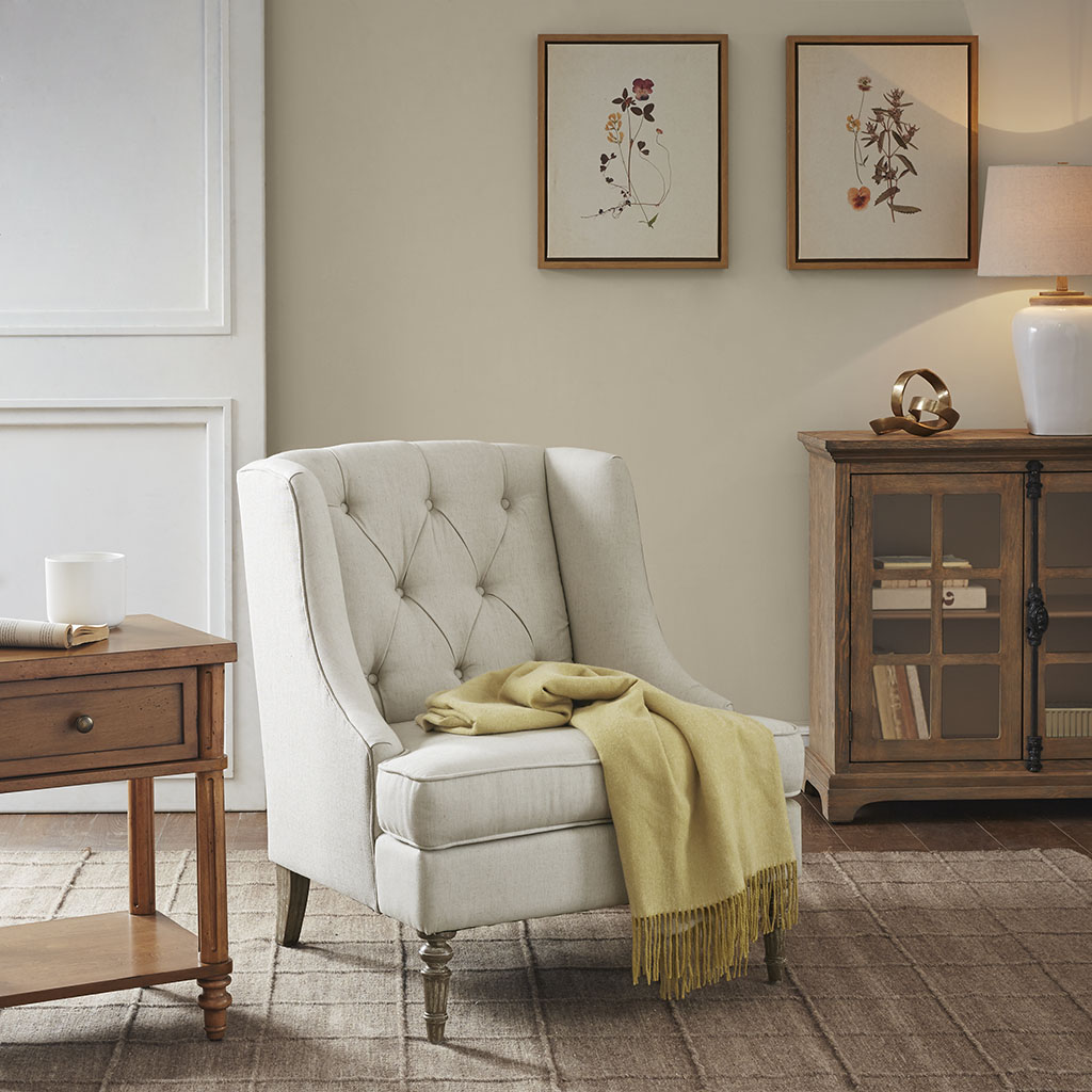 

Martha Stewart - Brielle Wingback Accent Chair Recessed Arms - Natural - See below