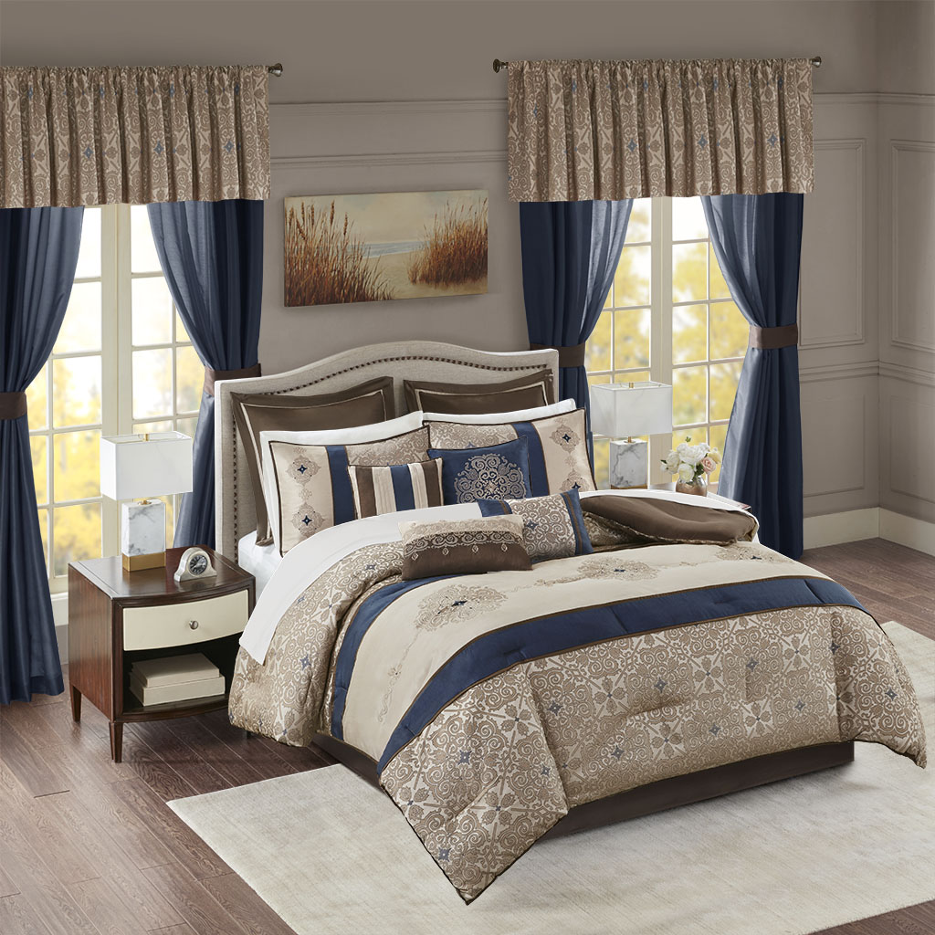 

Madison Park Essentials - Delaney 24 Piece Room In a Bag - Navy - King