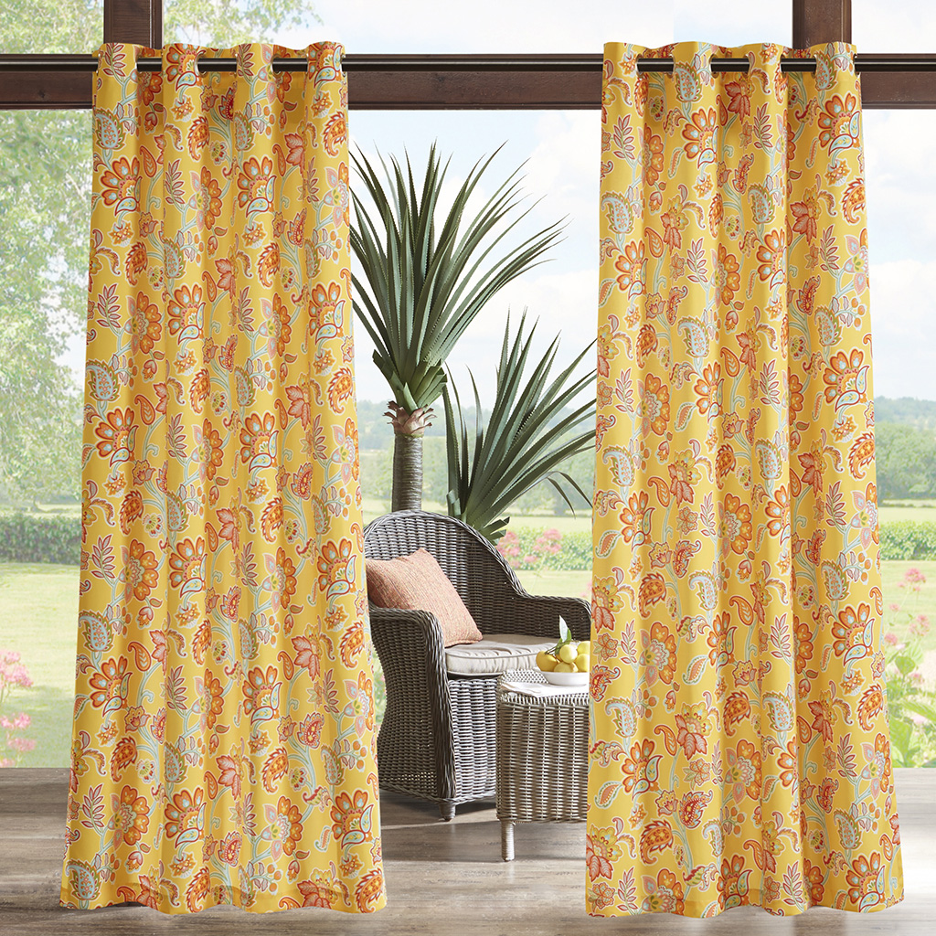 

Madison Park - Carillo Printed Floral 3M Scotchgard Outdoor Panel - Yellow Multi - 95" Panel