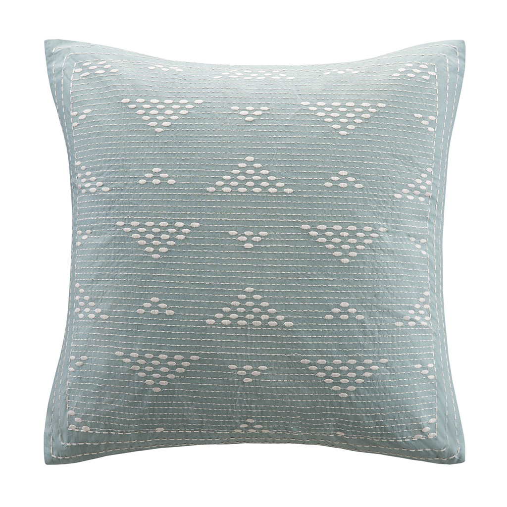 

INK+IVY - Cario Embroidered Square Pillow - Blue - 18x18