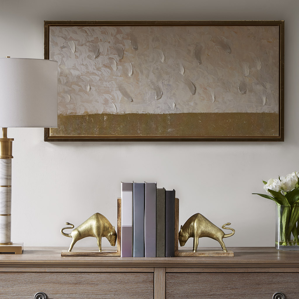 

Madison Park Signature - Bravo Bookends Bull Bookend - Gold - See below