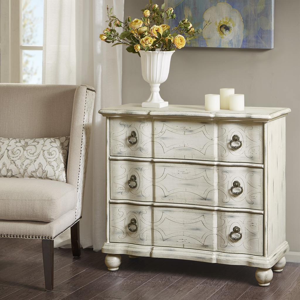 

Madison Park - Scroll Bun Foot Chest - Antique Cream - See below