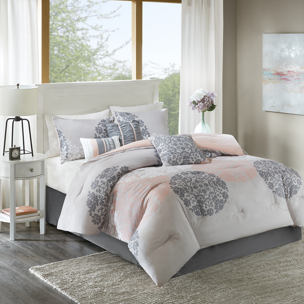 

Home Essence - Springfield 7 Piece Comforter Set - Coral - Queen