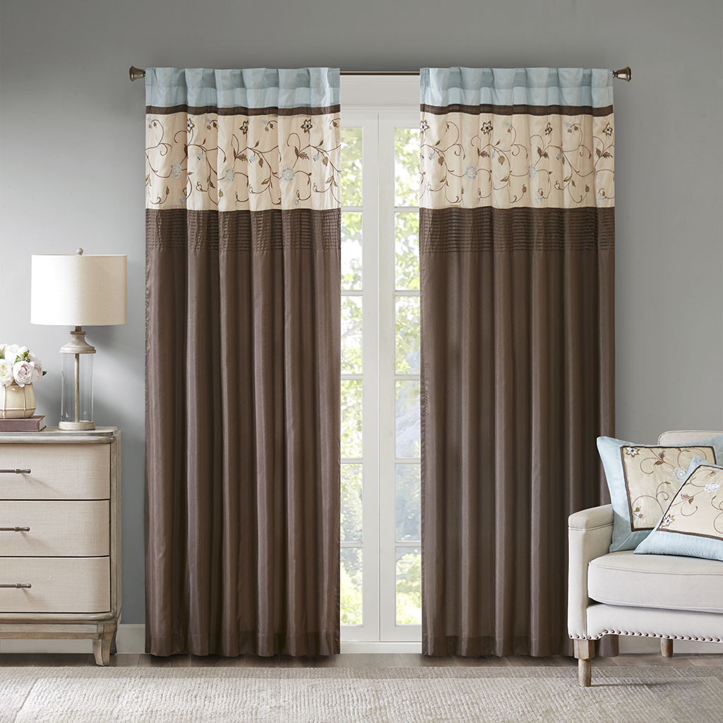 

Madison Park - Serene Embroidered Window Panel - Blue - 50x84