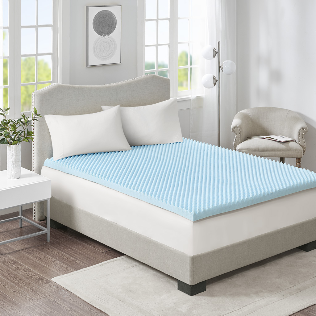 

Flexapedic by Sleep Philosophy - 3" Gel Memory Foam All Season Reversible Hypoallergenic Cooling Mattress Topper - Blue - King