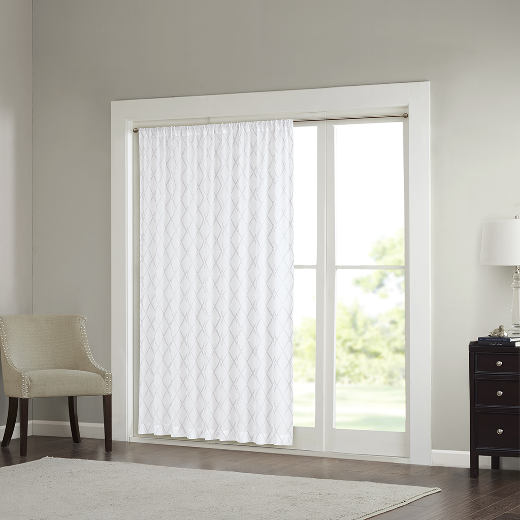 

Madison Park - Irina Diamond Sheer Window Curtain - White/Grey - 100x84