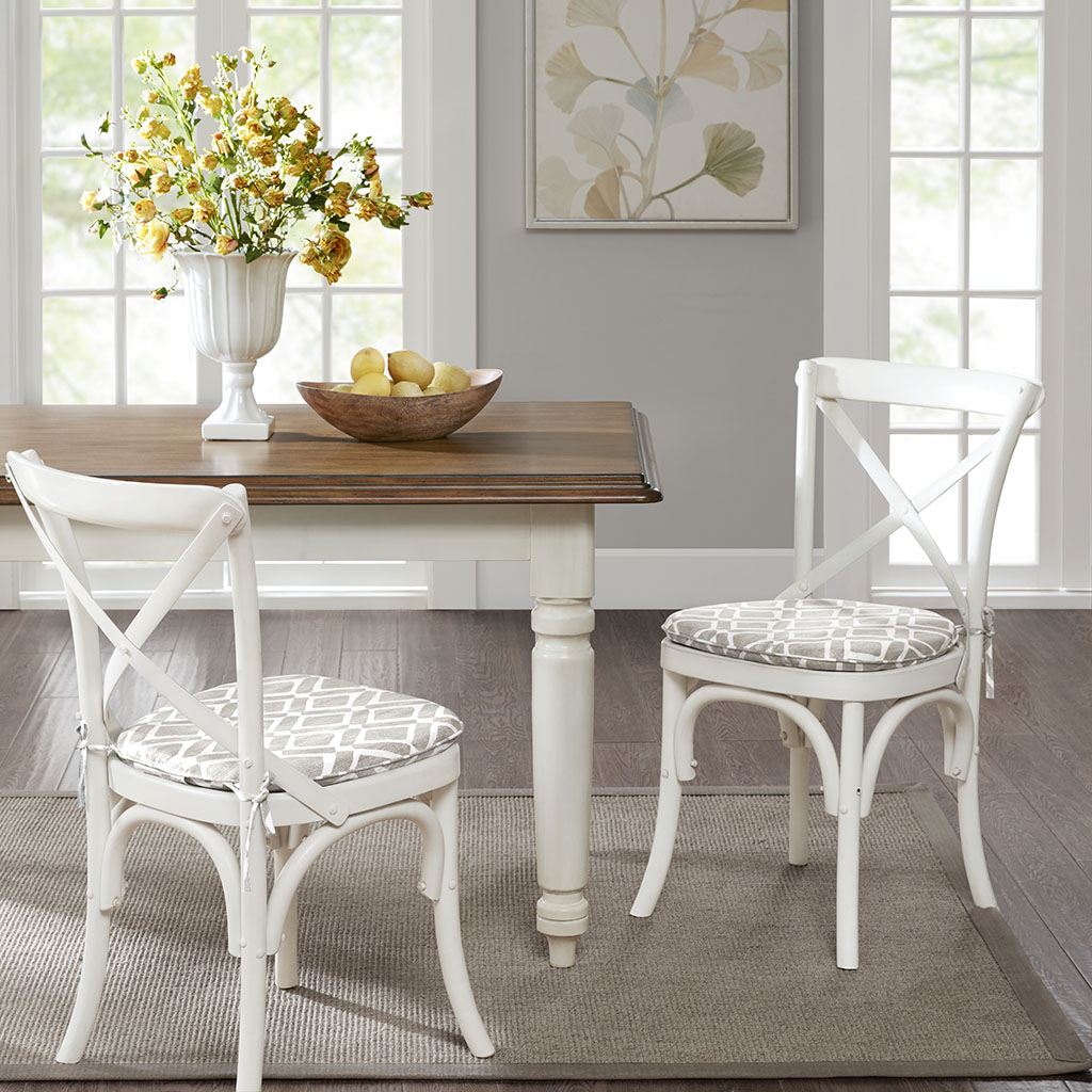 

Madison Park - Delray Diamond Printed Diamond Chair Pad Pair - Grey - 16x17x1