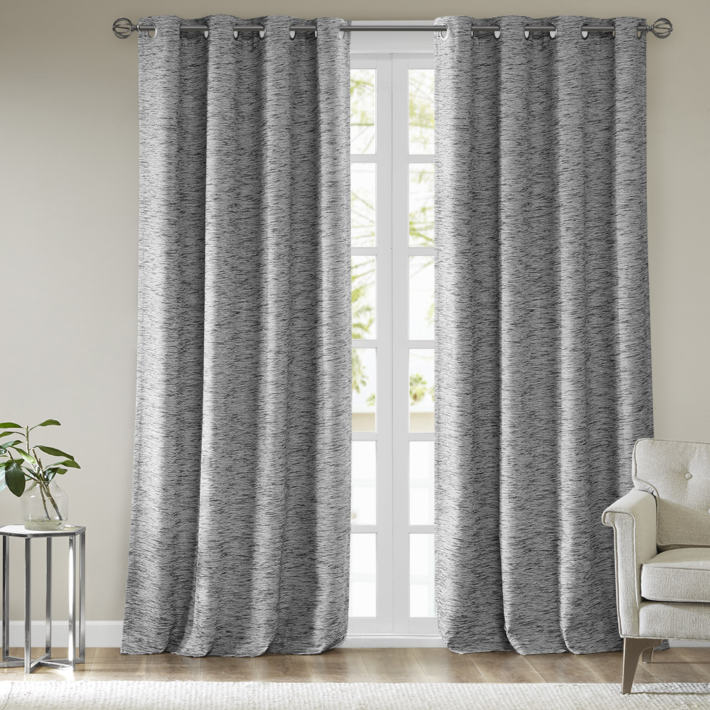 

SunSmart - Aster Woven Stripe Total Blackout Window Curtain - Grey - 50x84