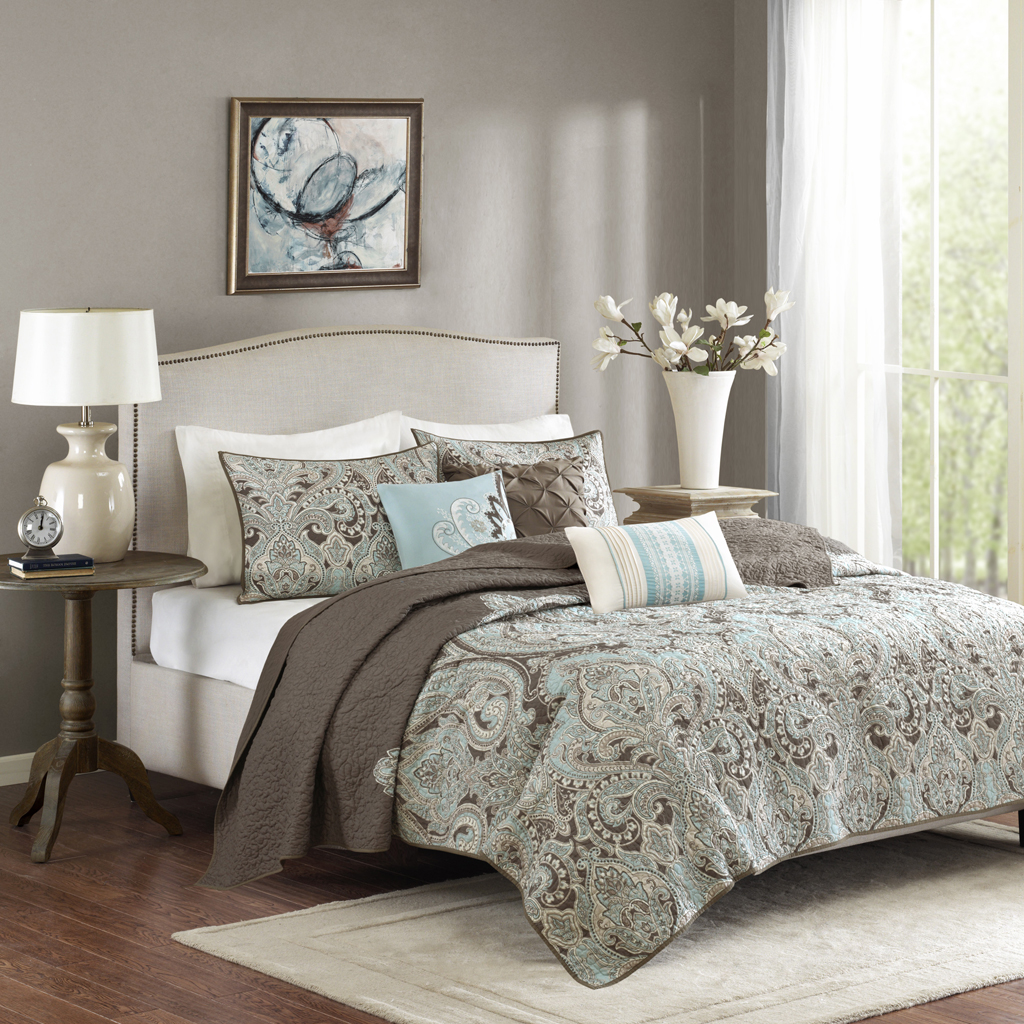

Madison Park - Geneva 6 Piece Reversible Coverlet Set - Brown - Full/Queen
