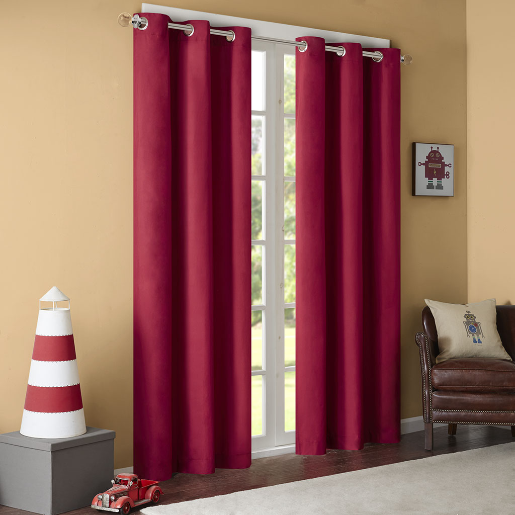 

Mi Zone - Cobi Solid Grommet Top Curtain - Red - 63" Panel