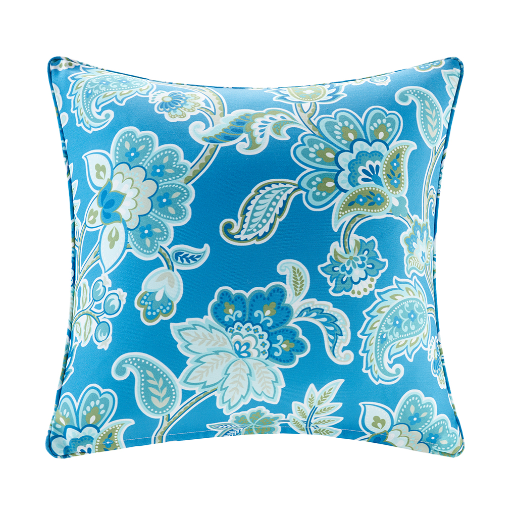 

Madison Park - Carillo Printed Floral 3M Scotchgard Outdoor Square Pillow - Blue Multi - 20x20