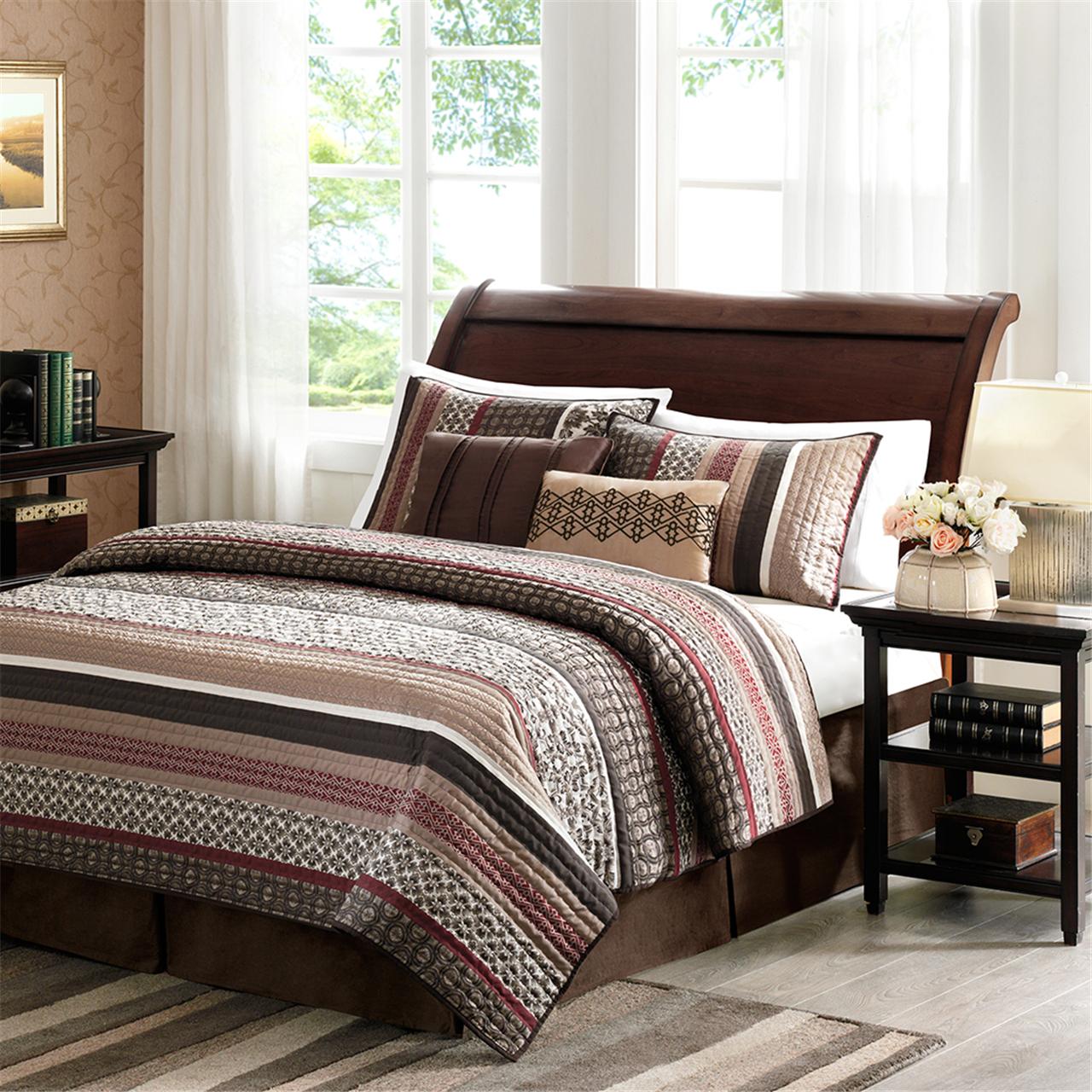 

Madison Park - Princeton 5 Piece Reversible Jacquard Coverlet Set - Red - Full/Queen