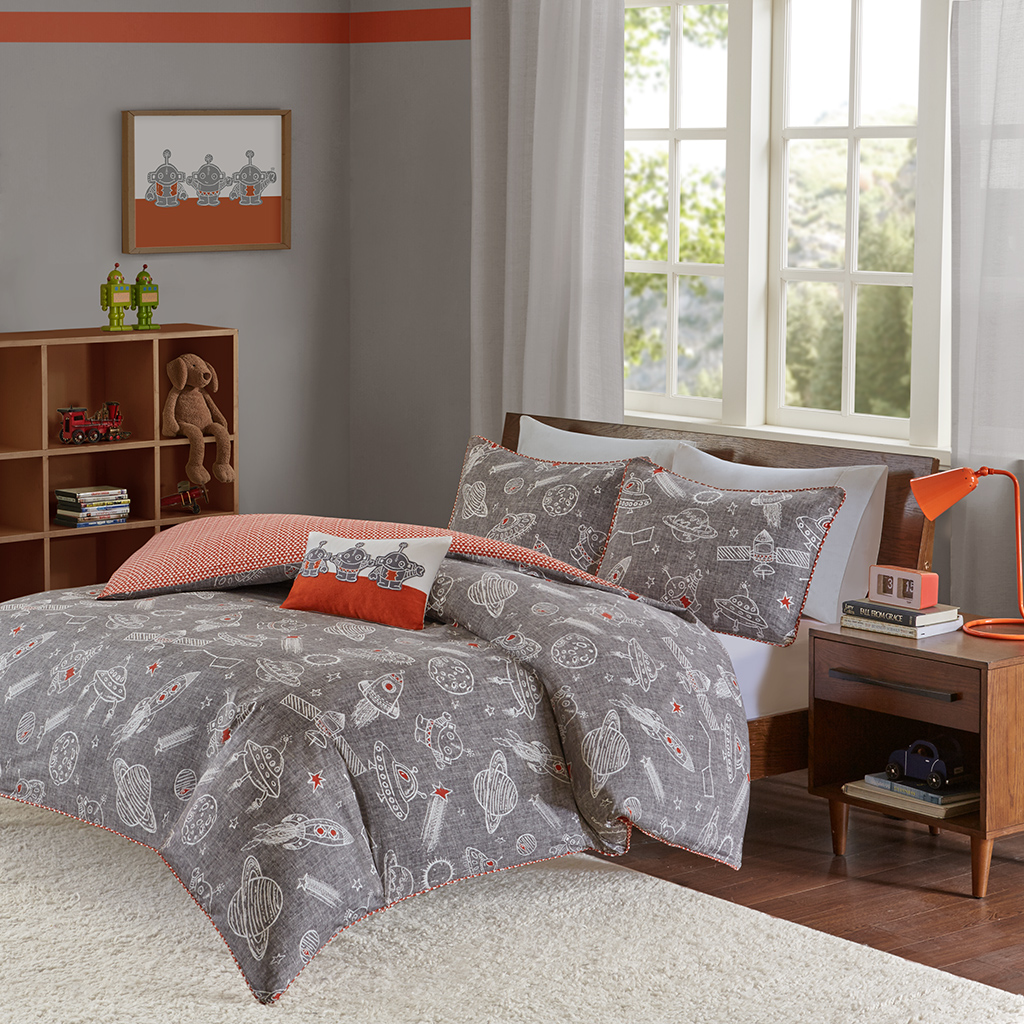

INK+IVY Kids - Orbit Duvet Cover Set - Gray - Twin