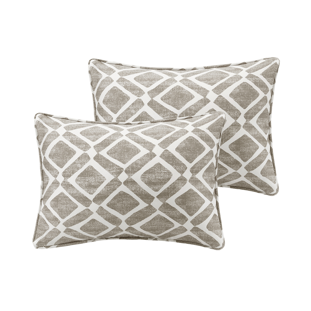 

Madison Park - Delray Diamond Printed Oblong Pillow Pair - Grey - 14x20