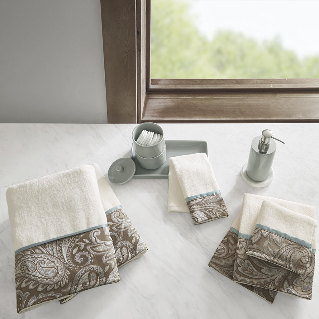 

Madison Park - Aubrey 6 Piece Jacquard Towel Set - Blue - See below