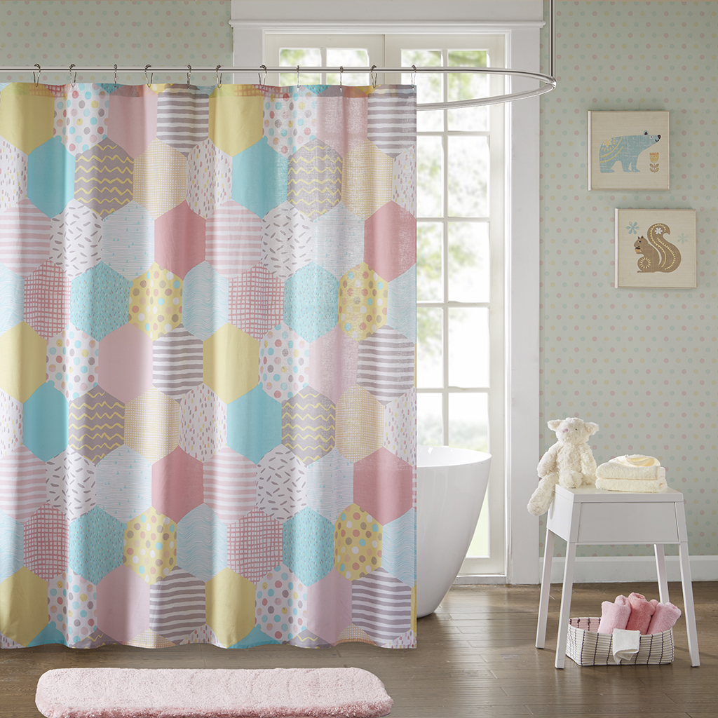 

Urban Habitat Kids - Trixie Cotton Printed Shower Curtain - Yellow/Pink - 72x72