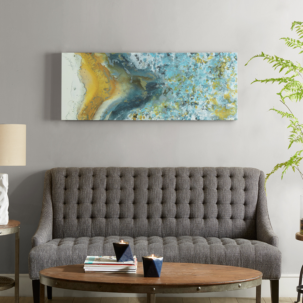 

INK+IVY - Shattering Rock Yellow Heavy Gel Coated Canvas - Blue - See below