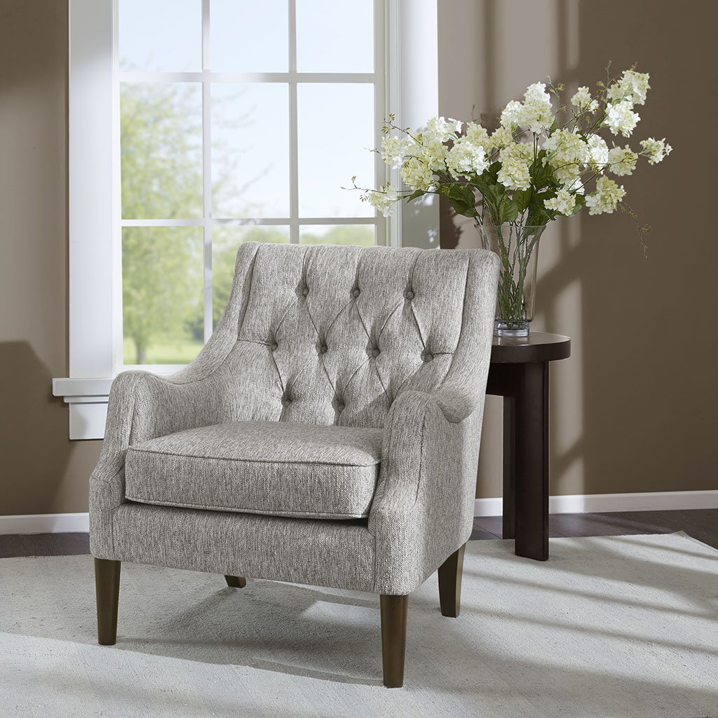 

Madison Park - Qwen Button Tufted Accent Chair - Grey - See below