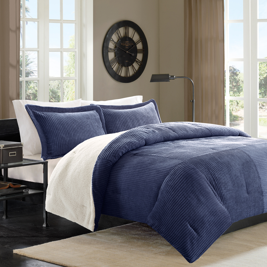 

Madison Park - Cambridge 3 Piece Comforter Set - Blue - Full/Queen