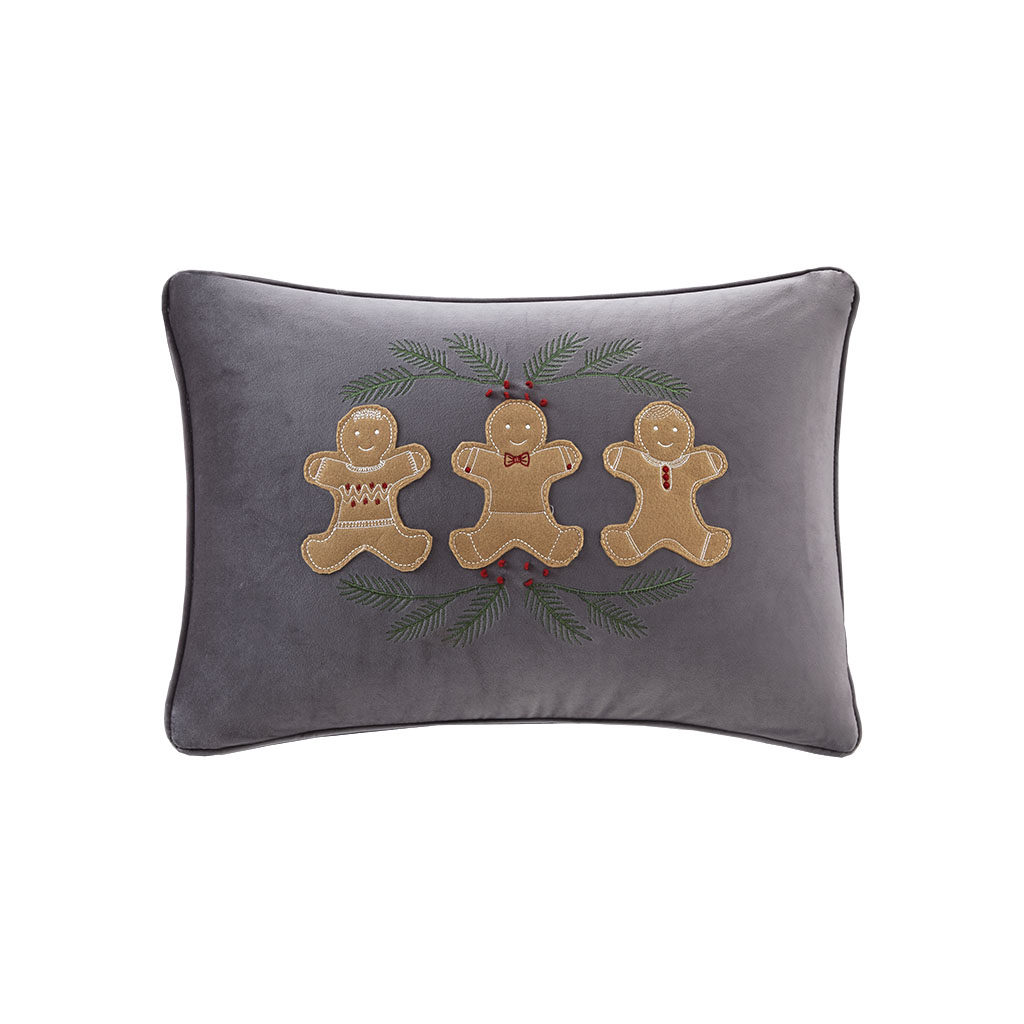 

Madison Park - Holiday Gingerbread Oblong Dec Pillow - Grey - 14x20