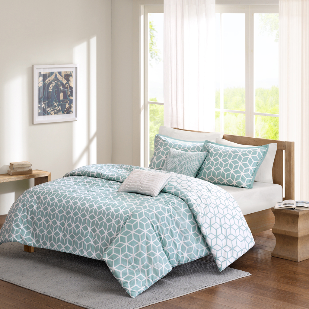 

Madison Park Pure - Alexa 5 Piece Cotton Duvet Cover Set - Aqua - Full/Queen
