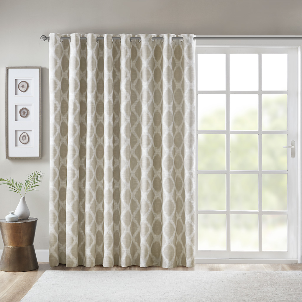 

SunSmart - Blakesly Printed Ikat Blackout Patio Curtain - Taupe - 100x84