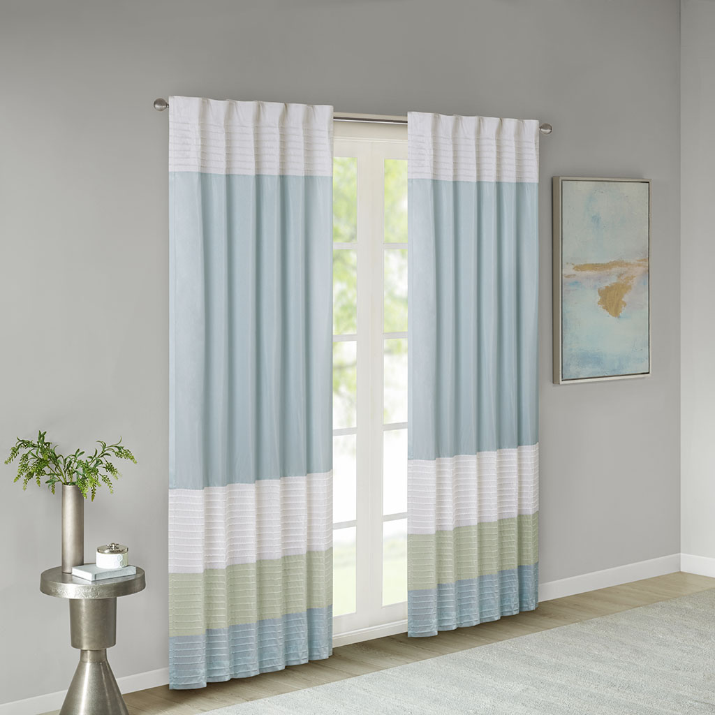 

Madison Park - Amherst Polyoni Pintuck Window Curtain - Green - 84" Panel