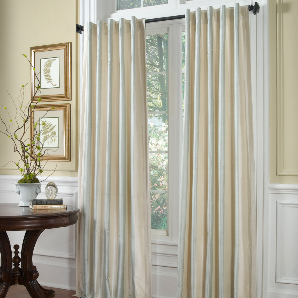 

Madison Park - Palermo Silk Stripe Curtain - Blue - 50x84