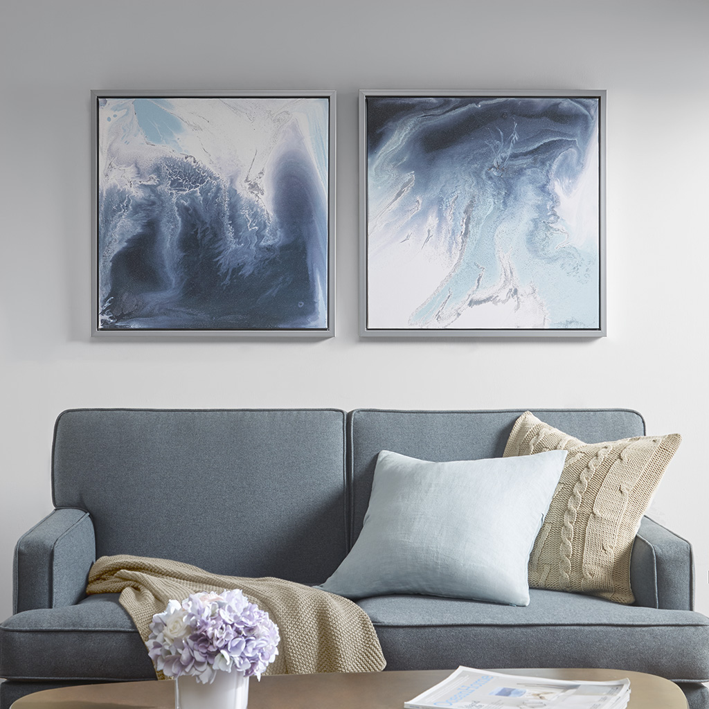 

Madison Park - Blue Lagoon 2 Gel Coat Framed Canvas 2 Piece Set - Blue - See below