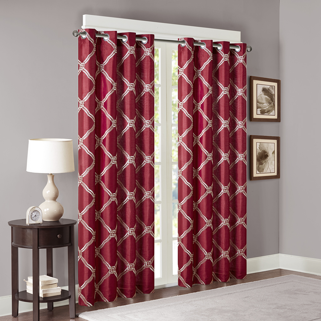 

Bombay - Teramo Embroidered Polyoni Window Curtain - Burgundy - 84" Panel