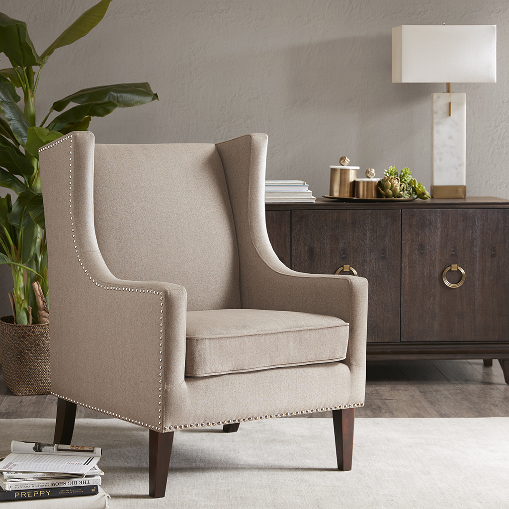 

Madison Park - Barton Wing Chair - Taupe - See below