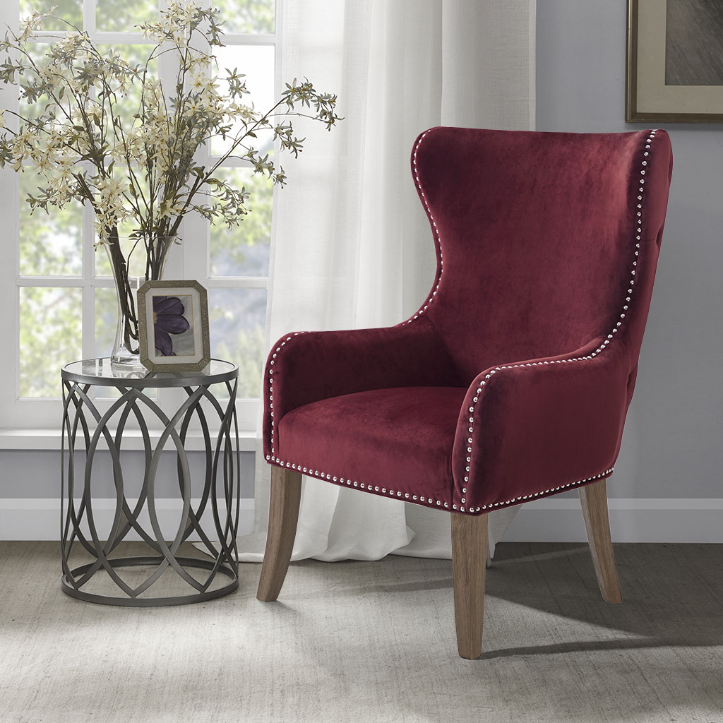 

Madison Park - Hancock Button Tufted Back Accent Chair - Burgundy - See below