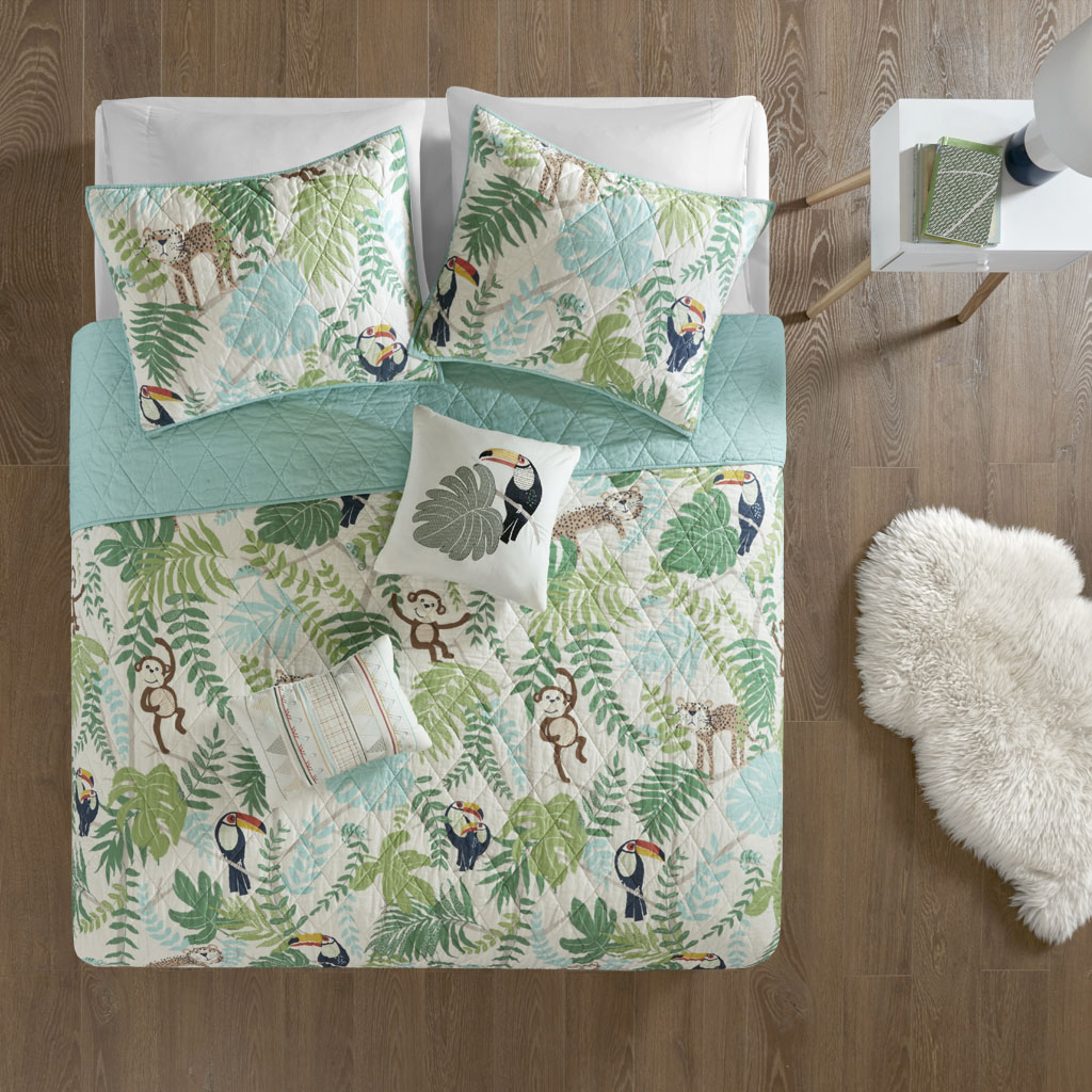 

Urban Habitat Kids - Tropical Tangle Cotton Printed Coverlet Set - Green - Twin/Twin XL