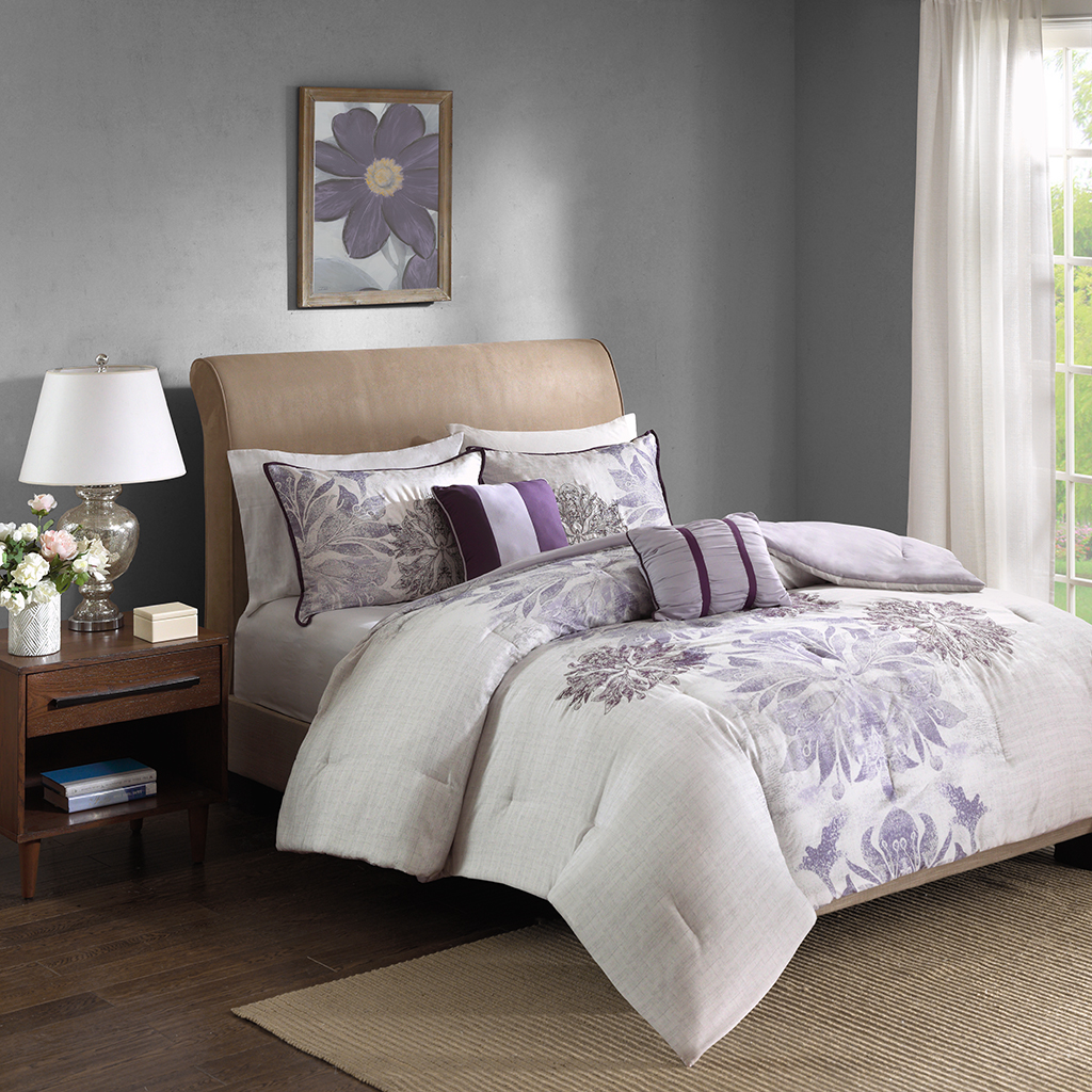 

Madison Park - Carmen 5 Piece Comforter Set - Purple - Queen