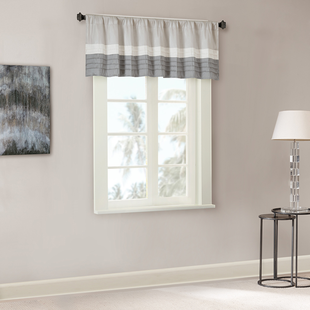 

Madison Park - Amherst Polyoni Pintuck Window Valance - Grey - 50x18
