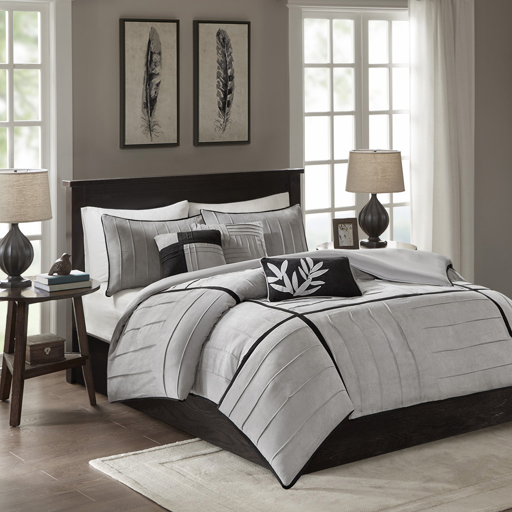 

Madison Park - Dune 6 Piece Duvet Cover Set - Grey - Full/Queen