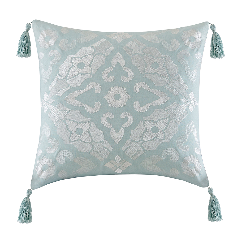 

Echo Design - Lagos Embroidered Square Pillow - Seafoam - 18x18