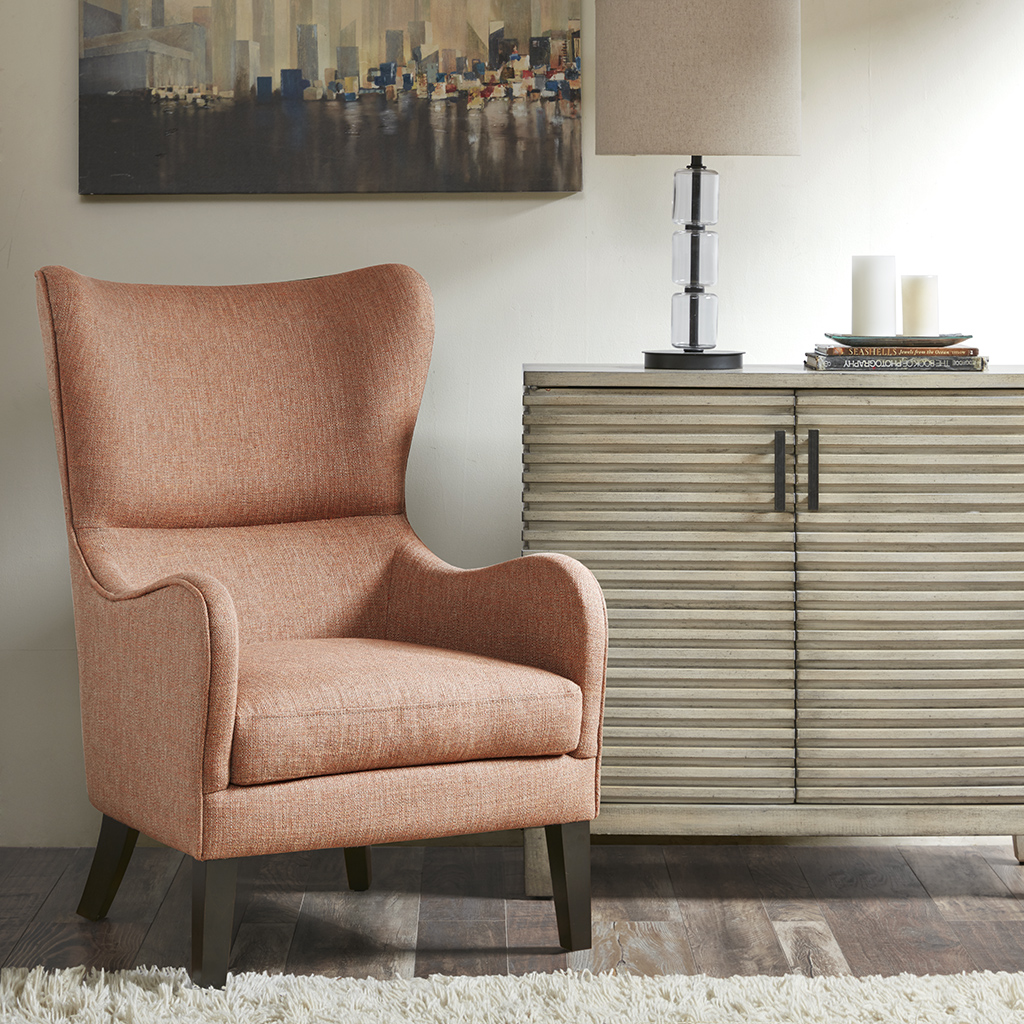 

Madison Park - Arianna Swoop Wing Chair - Orange - See below