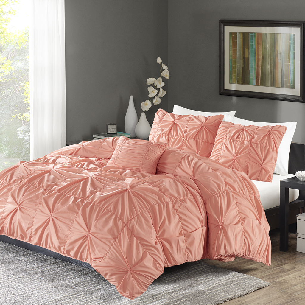 

Home Essence - Natalie Duvet Cover Mini Set - Coral - Full/Queen