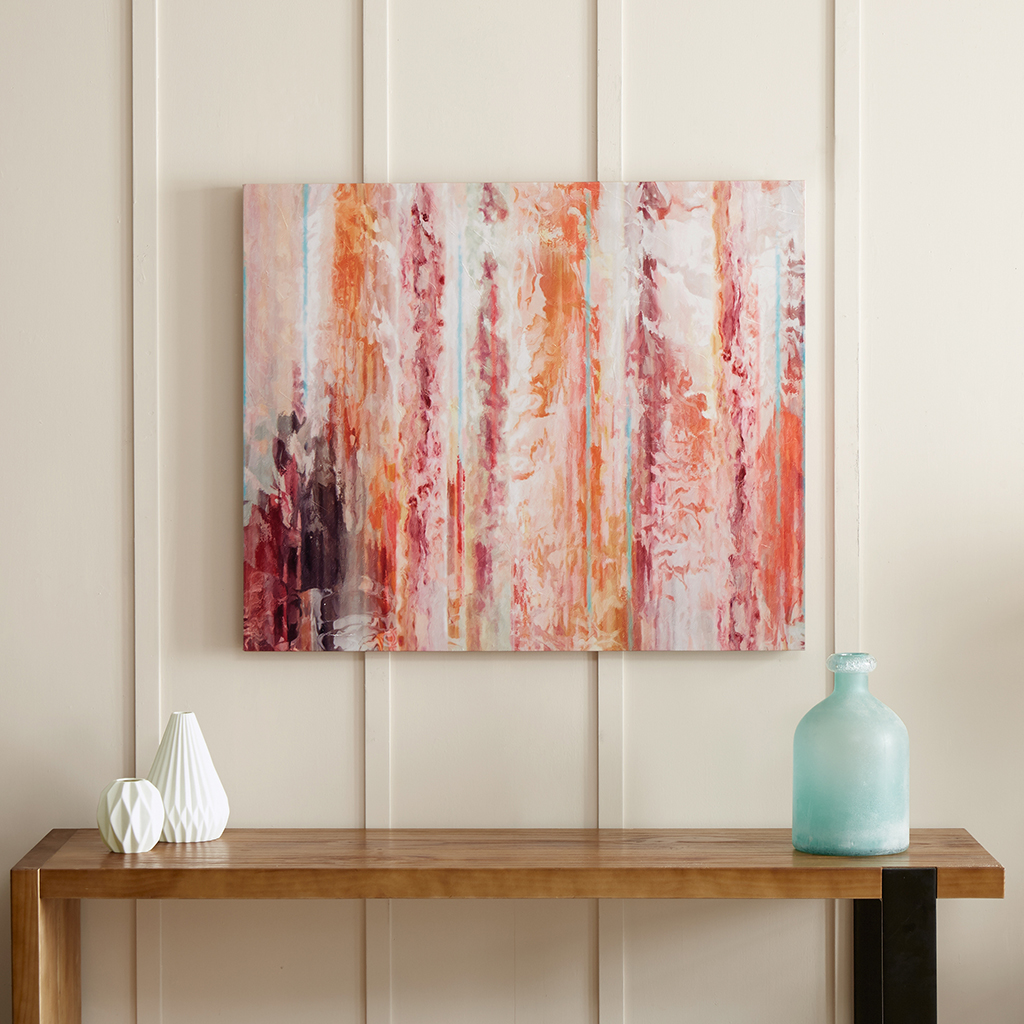 

Urban Habitat - Passion Coral Gel Coat Canvas With Palette Knife - Coral - See below