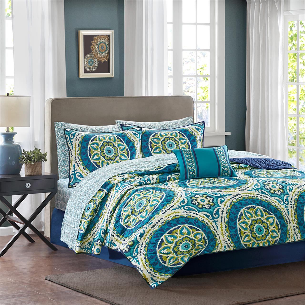 

Madison Park Essentials - Serenity Complete Coverlet and Cotton Sheet Set - Blue - Full