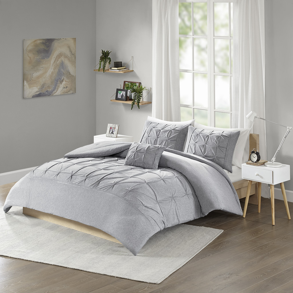 

Intelligent Design - Casey Jersey Tufted Comforter Set - Grey - Full/Queen