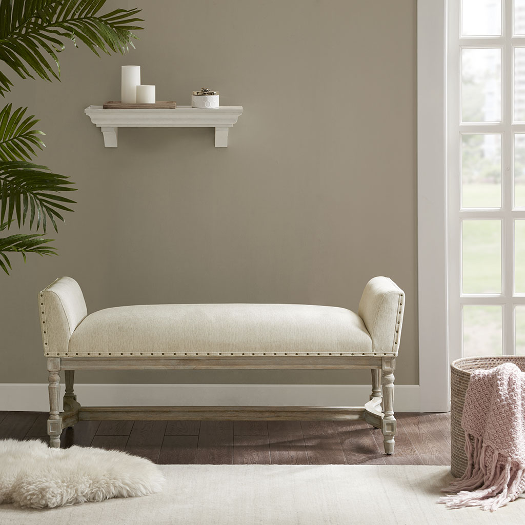 

Madison Park - Wagner Accent Bench - Cream - See below