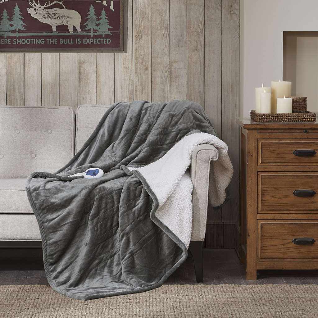 

Woolrich - Heated Plush to Berber Throw - Grey - 60x70