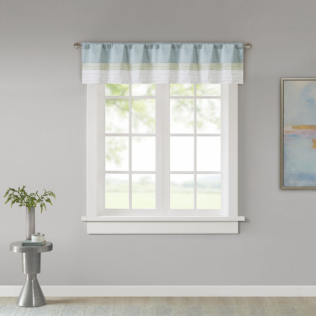 

Madison Park - Amherst Polyoni Pintuck Window Valance - Green - 50x18
