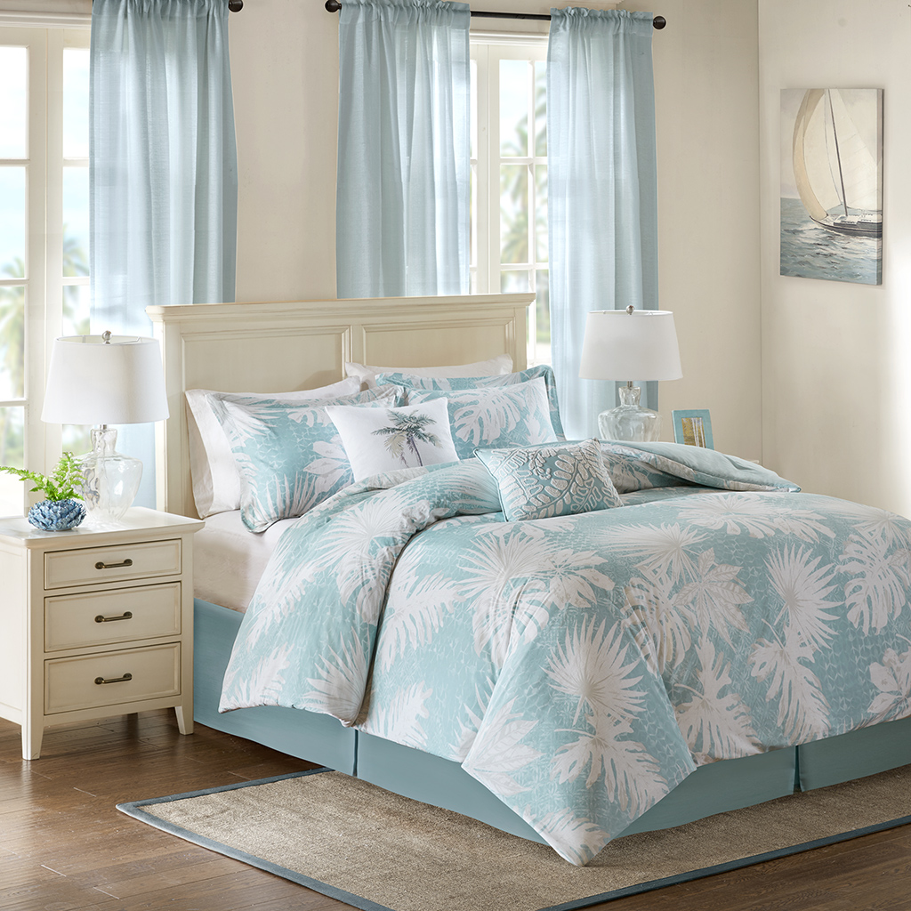 

Harbor House - Palm Grove Cotton Printed 6 Piece Comforter Set - Blue - Queen