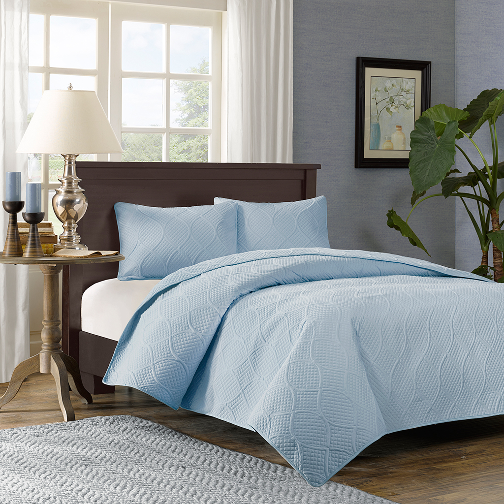

Madison Park - Corrine 3 Piece Reversible Mini Coverlet Set - Blue - King