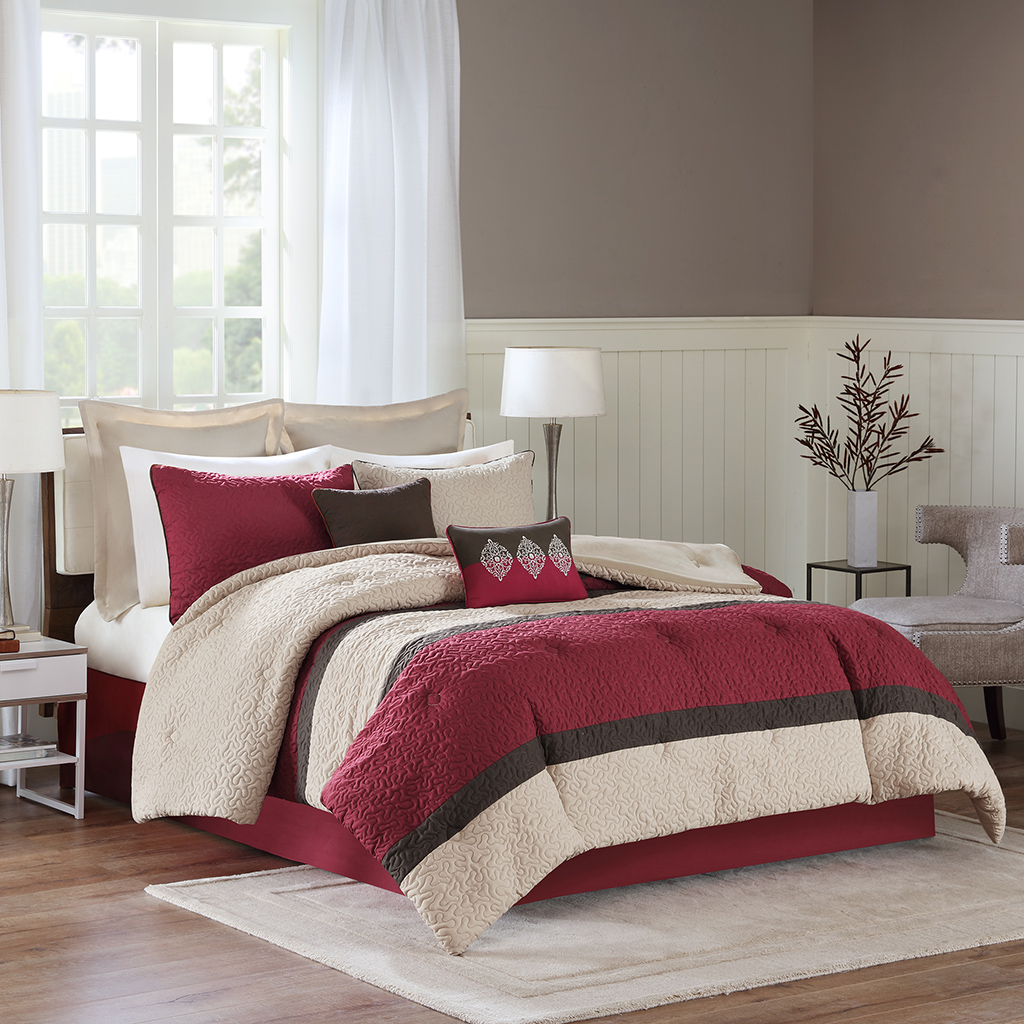 

Avenue 8 - Chester 8 Piece Comforter Set - Red Multi - Full