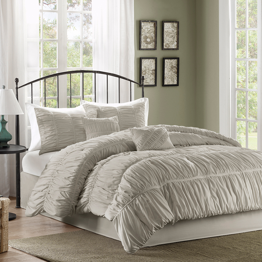 

Madison Park - Pricilla 6 Piece Comforter Set - Linen - Queen