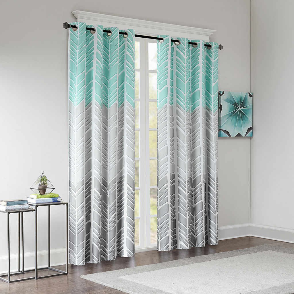 

Intelligent Design - Adel Printed Blackout Window Panel - Aqua - 84" Panel
